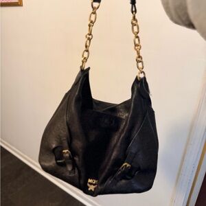 MCM Black and Gold Chain Shoulder Bag
